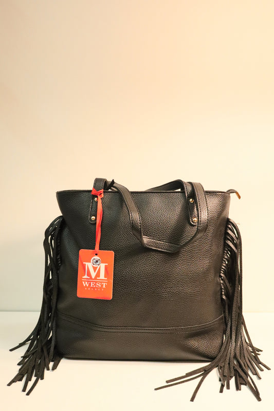 Black West Fringe Tote Bag by Montana West