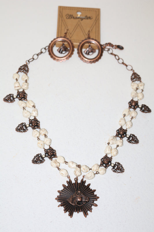 Wrangler Beaded Horse Head Pendant - White