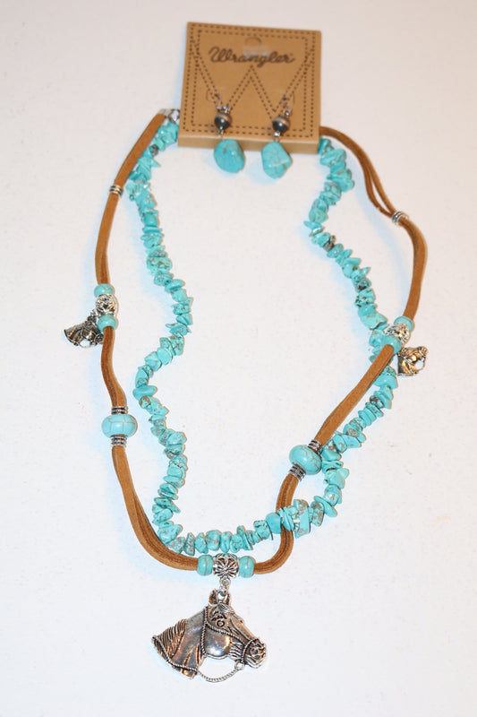 Wrangler Beaded Horse Head Necklace Set