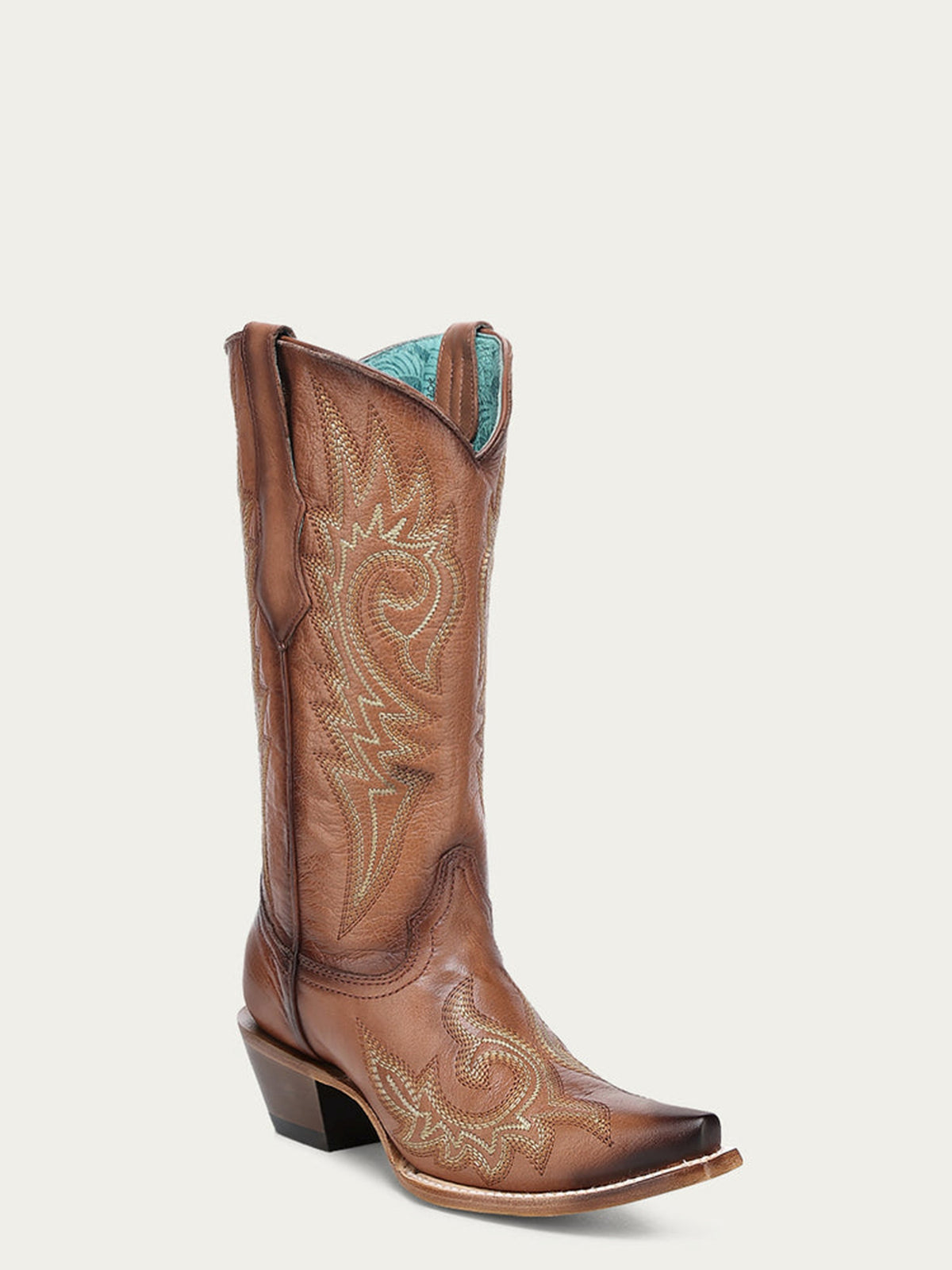 Flame Embroidered Camel Boot